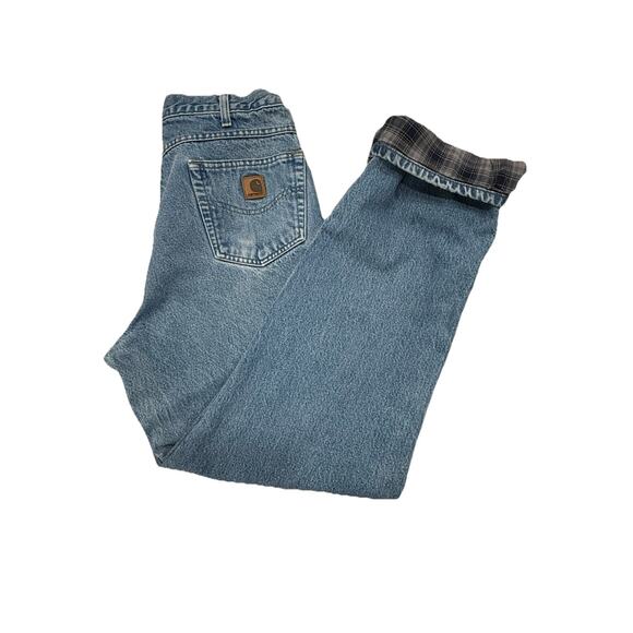 Carhartt Flannel Lined Jeans B172 DST Mens 36x34 Relaxed Fit Blue Denim Workwear - Picture 1 of 10